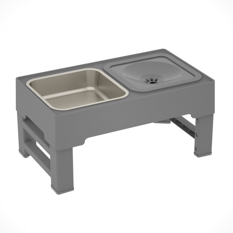 Pet Adjustable Height Stainless Steel Double Bowl Feeder