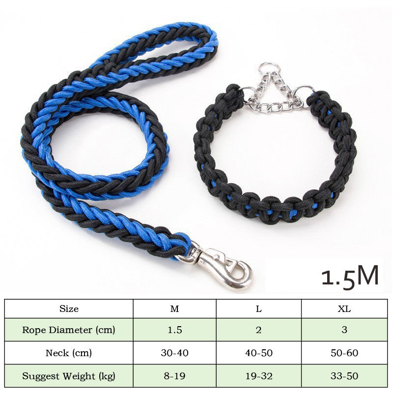 Heavy Duty Nylon Braided Pet Training Leash Collar Set