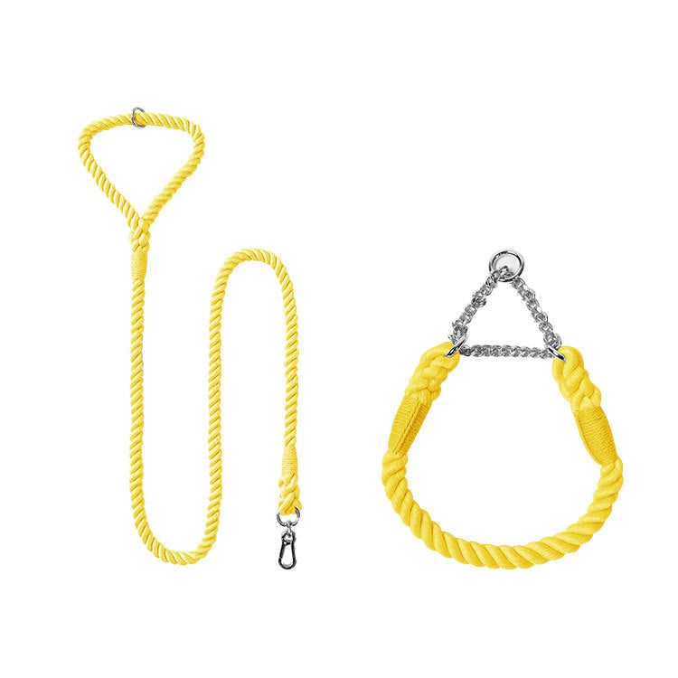 Woven Cotton Pet Leash Collar Set Walking Lead