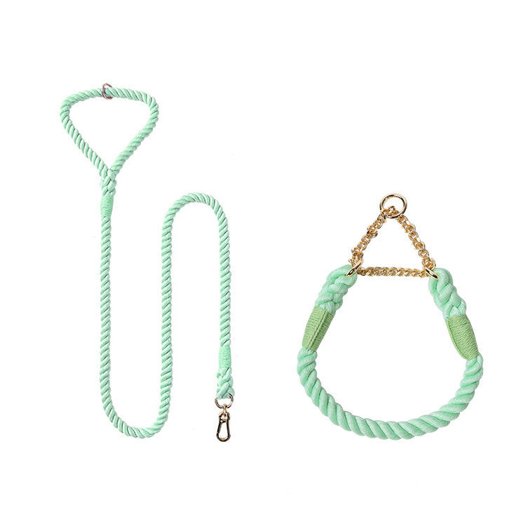 Woven Cotton Pet Leash Collar Set Walking Lead