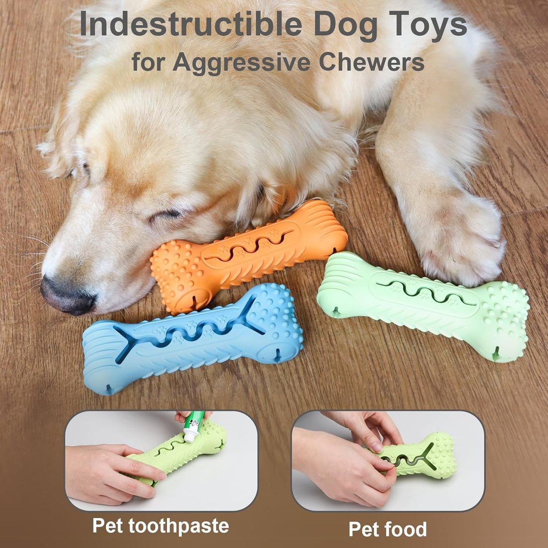 Pet Durable Bone Shape Chew Toy Natural Rubber Dental Cleaning Toy