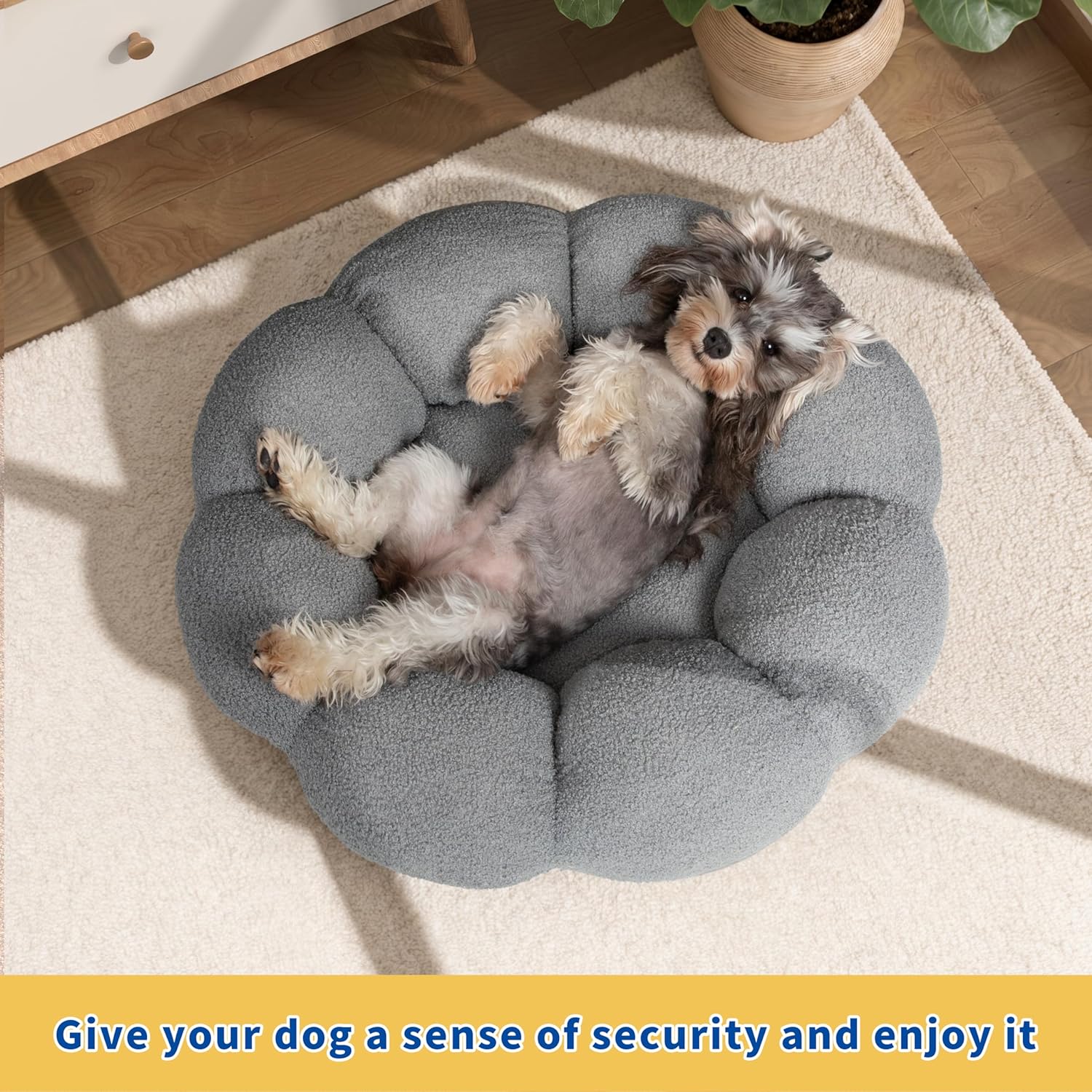 Pet Calming Fluffy Plush Round Donut Bed