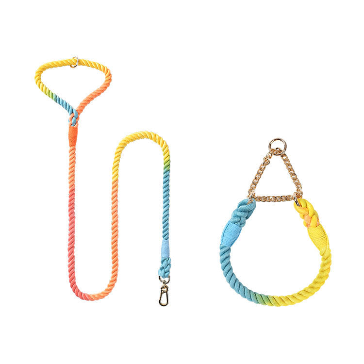 Woven Cotton Pet Leash Collar Set Walking Lead