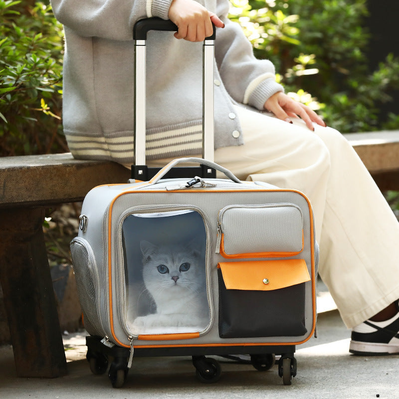 Portable Pet Trolley Backpack Stress Relief Carrier Bag