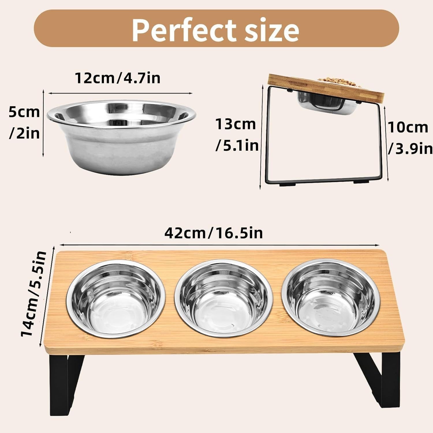 Pet Iron Wood Combined Feeding Rack With Bowl Stand