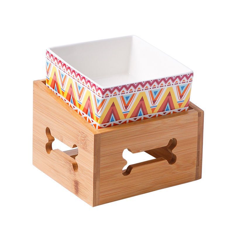 Pet Large Capacity High Stand Ceramic Feeding Bowl