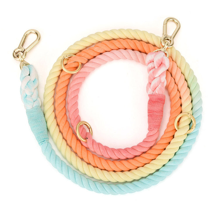 Gradient Rainbow Pet Traction Leash Walking Lead