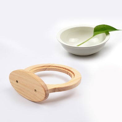 Pet Ceramic Bowl With Solid Wood Stand