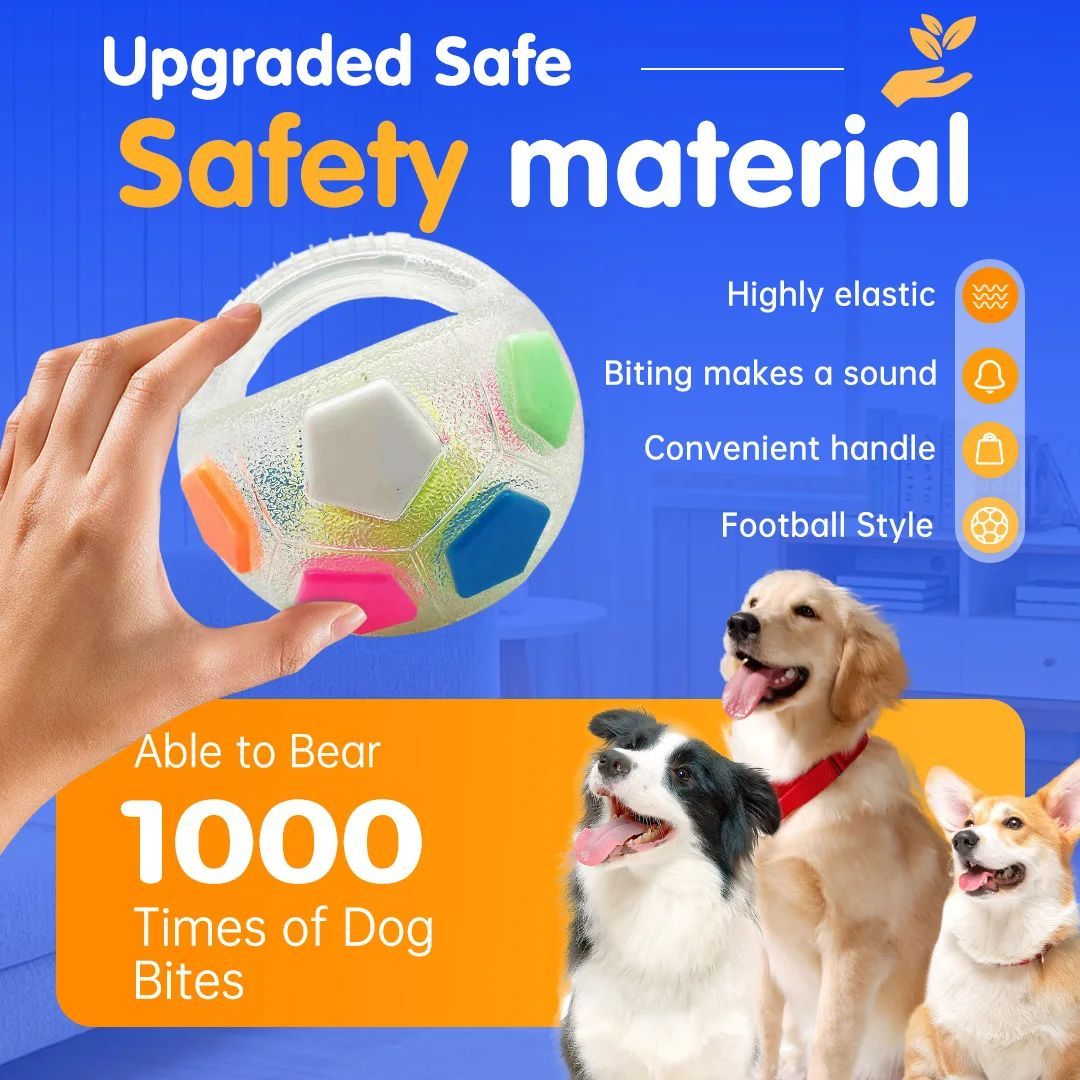 Pet Football Tennis Ball Shaped Chew Toy Durable Squeaky Training Toy