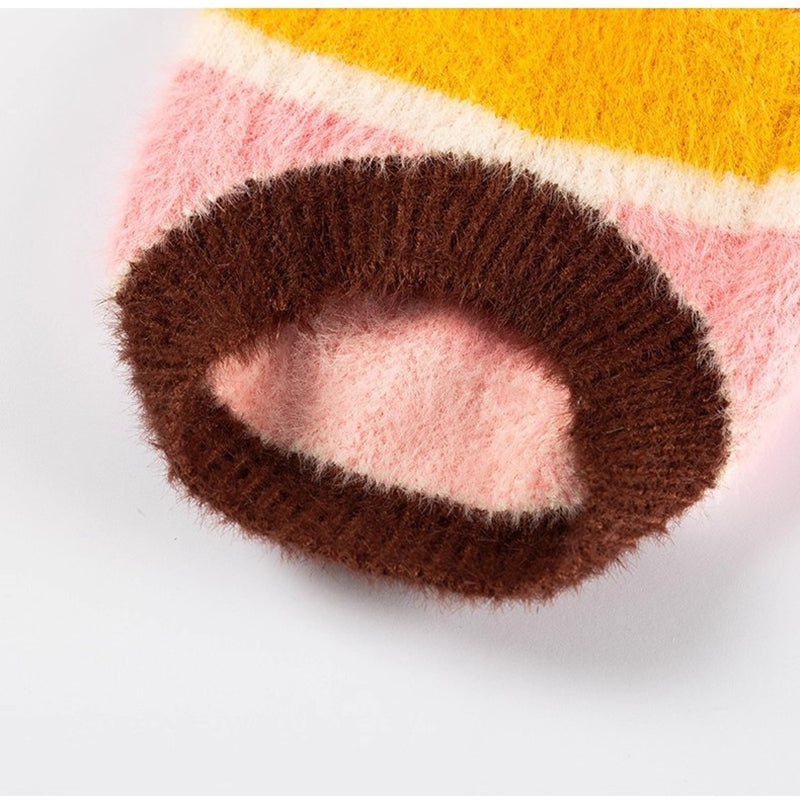 Pet Autumn Winter Cartoon Star Striped Warm Sweater Apparel
