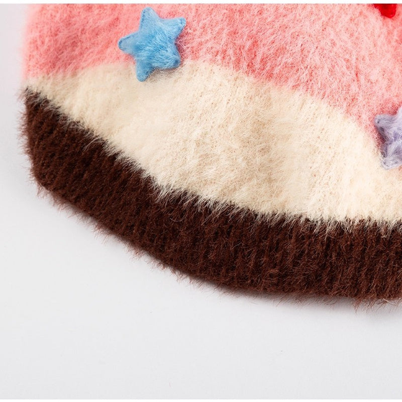 Pet Autumn Winter Cartoon Star Striped Warm Sweater Apparel