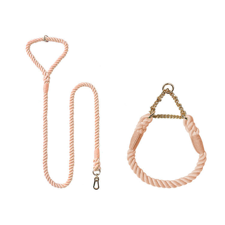 Woven Cotton Pet Leash Collar Set Walking Lead