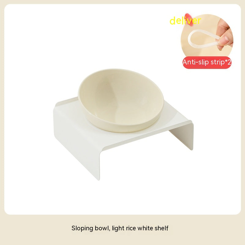 Pet Ceramic Beveled Feeding Bowl Cat Dish
