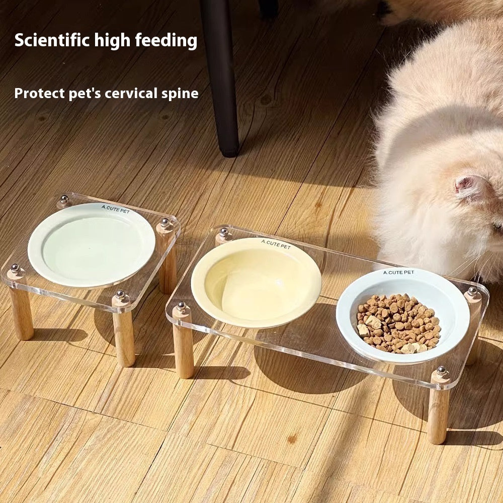 Pet Anti Tumble High Leg Ceramic Double Feeding Bowl Stand