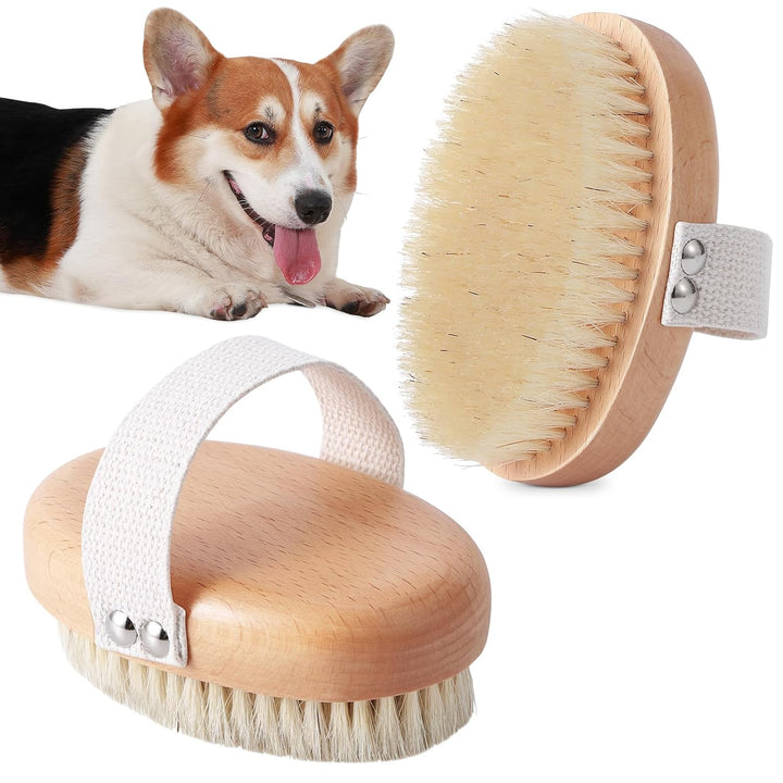 Pet Soft Boar Bristle Palm Grooming Brush Shedding Control