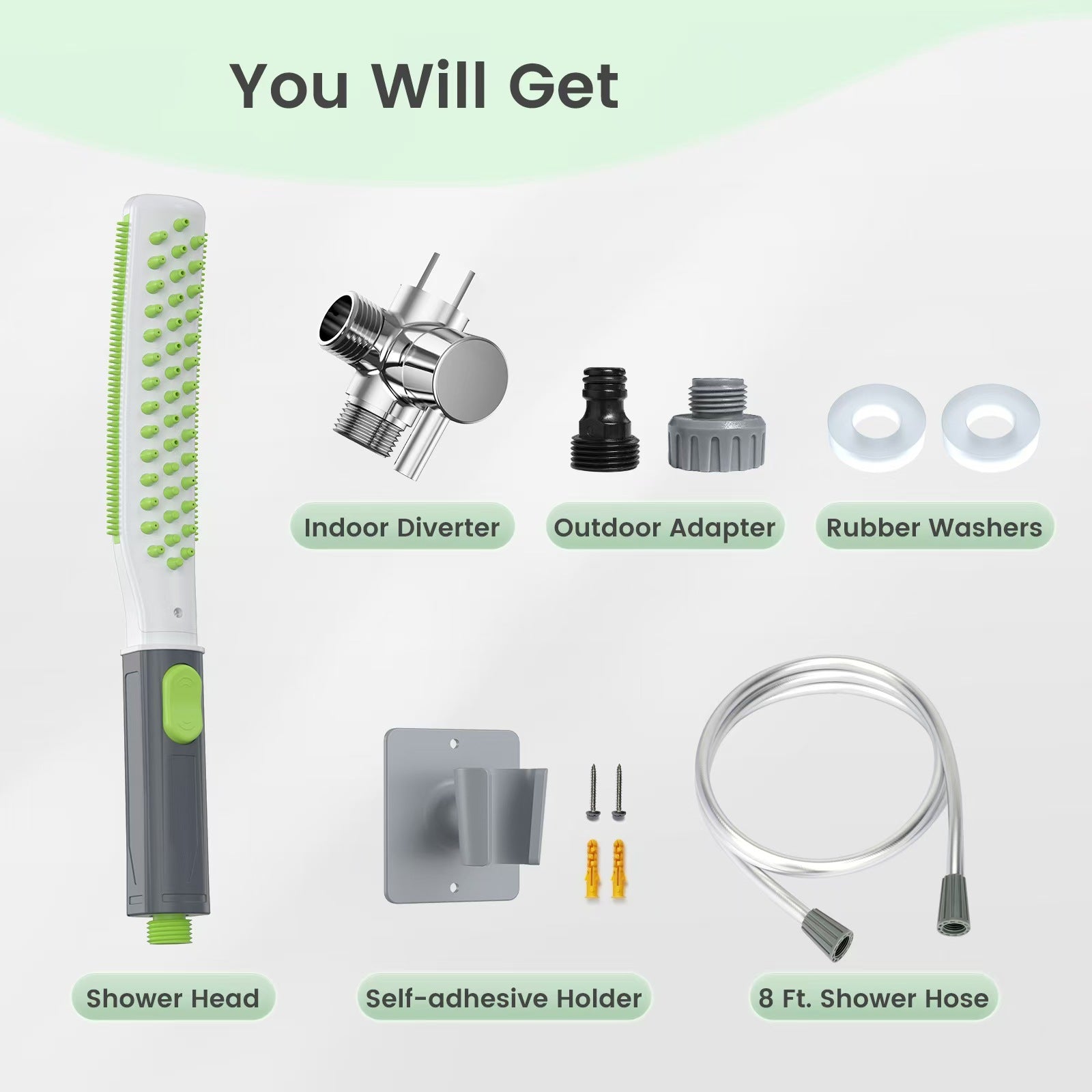 Pet Bath Shower Brush With Integrated Showerhead Tool