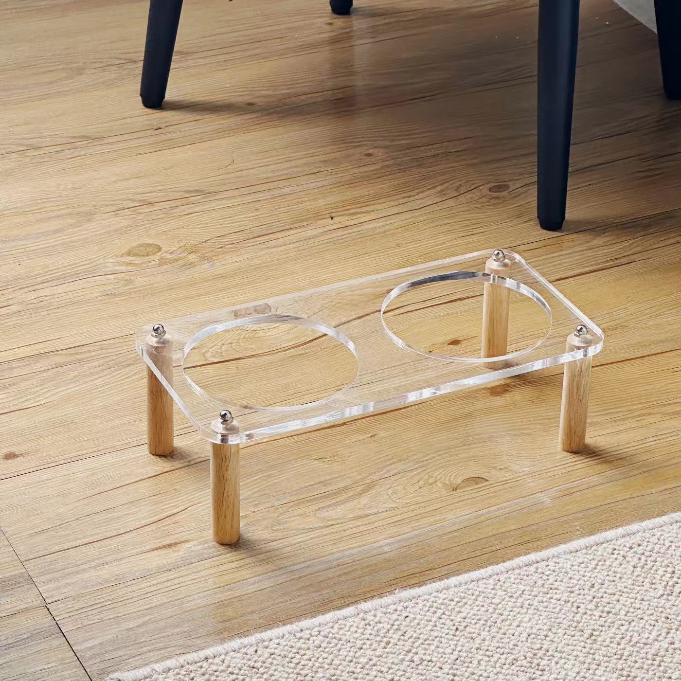 Pet Anti Tumble High Leg Ceramic Double Feeding Bowl Stand
