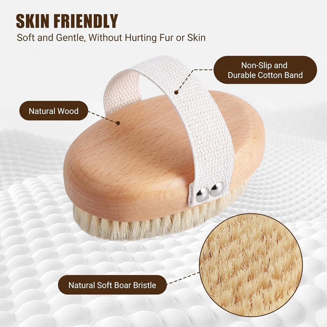 Pet Soft Boar Bristle Palm Grooming Brush Shedding Control