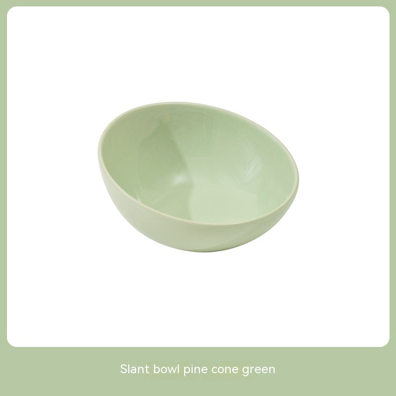 Pet Ceramic Beveled Feeding Bowl Cat Dish