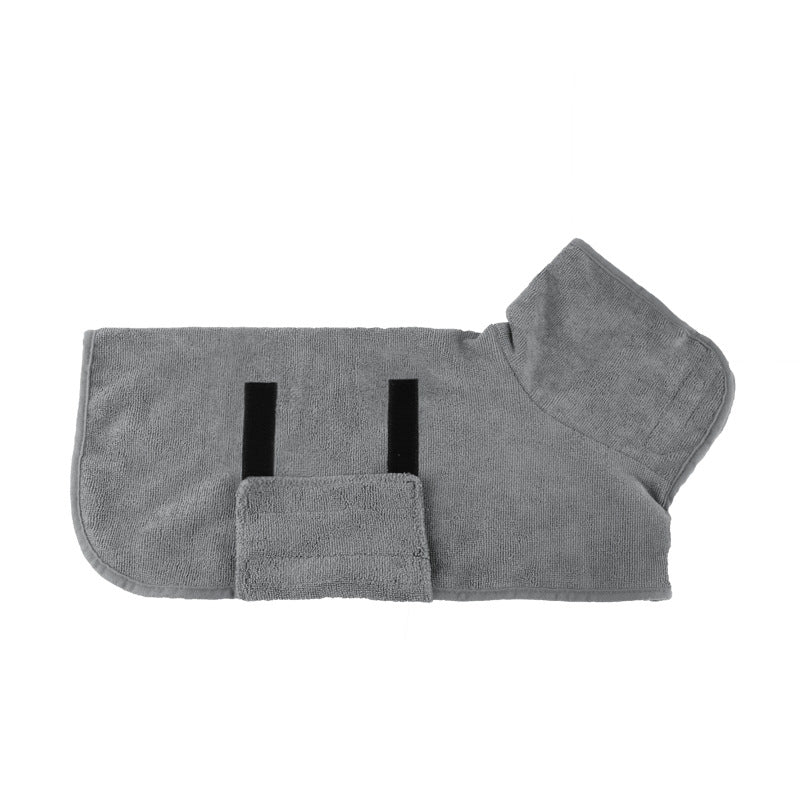 Pet Puppy Bath Robe Neck Waist Tucked Shirt Apparel