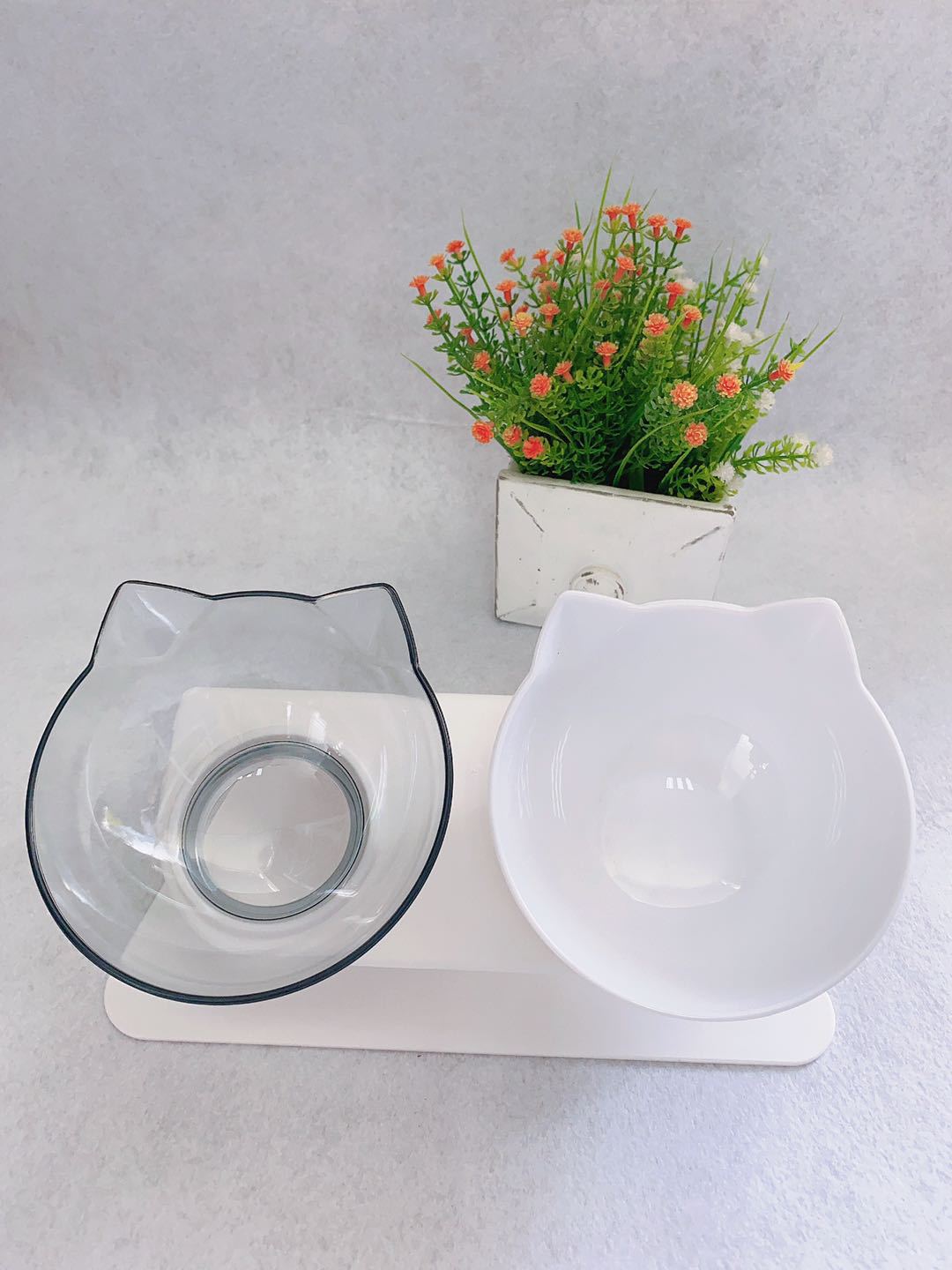 Pet Non Slip Double Bowl Raised Stand Feeding Dish