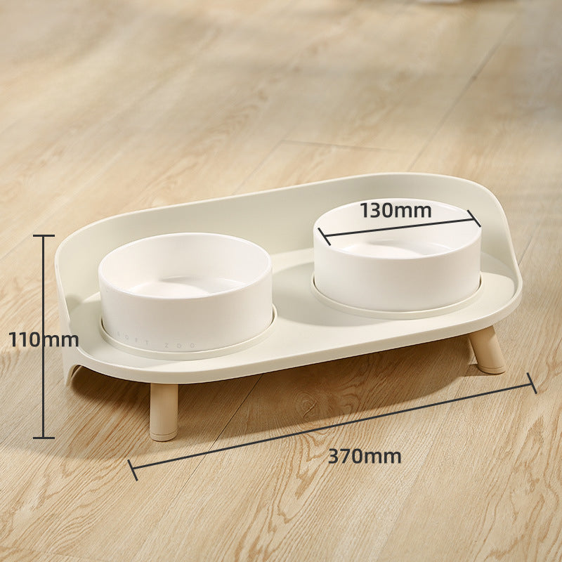 Pet Tilted Double Bowl Adjustable Spill Proof Feeder Stand