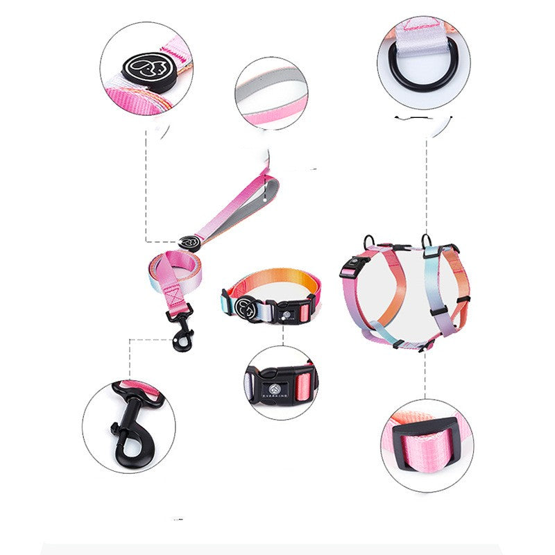 Pet Gradient Color Adjustable Chest Strap Harness