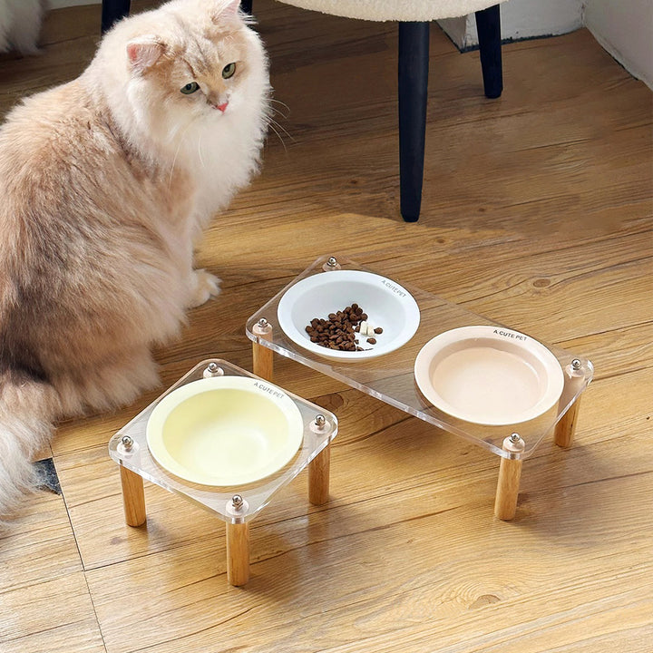 Pet Anti Tumble High Leg Ceramic Double Feeding Bowl Stand