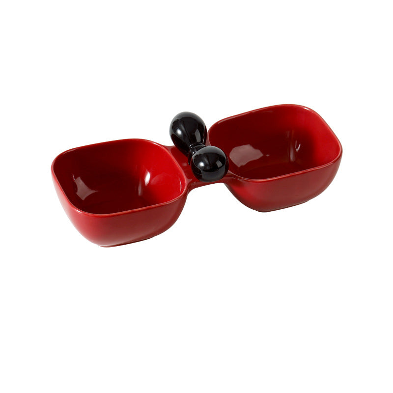Pet Ceramic Feeding Bowl Dual Bowl Set