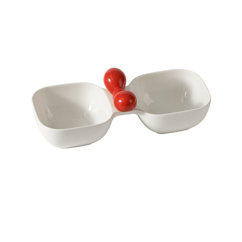 Pet Ceramic Feeding Bowl Dual Bowl Set
