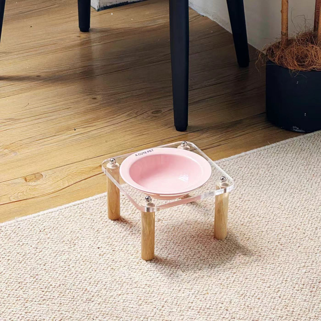 Pet Anti Tumble High Leg Ceramic Double Feeding Bowl Stand
