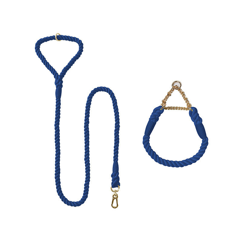 Woven Cotton Pet Leash Collar Set Walking Lead
