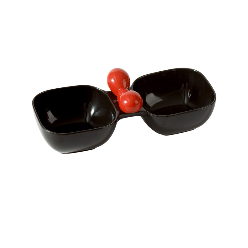 Pet Ceramic Feeding Bowl Dual Bowl Set