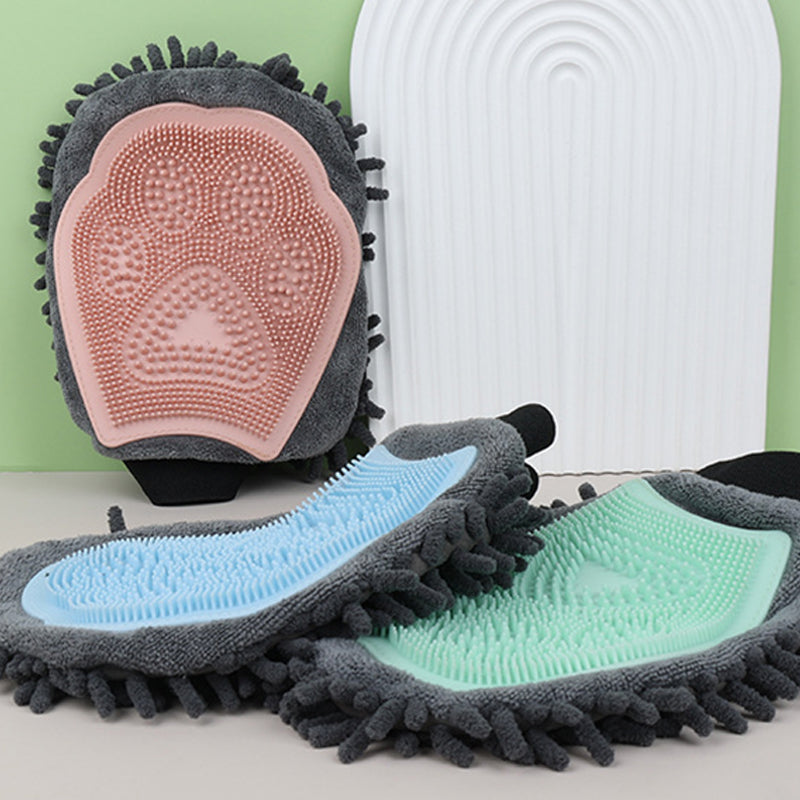 2 In 1 Pet Grooming Bath Glove Cleaning Massage Tool