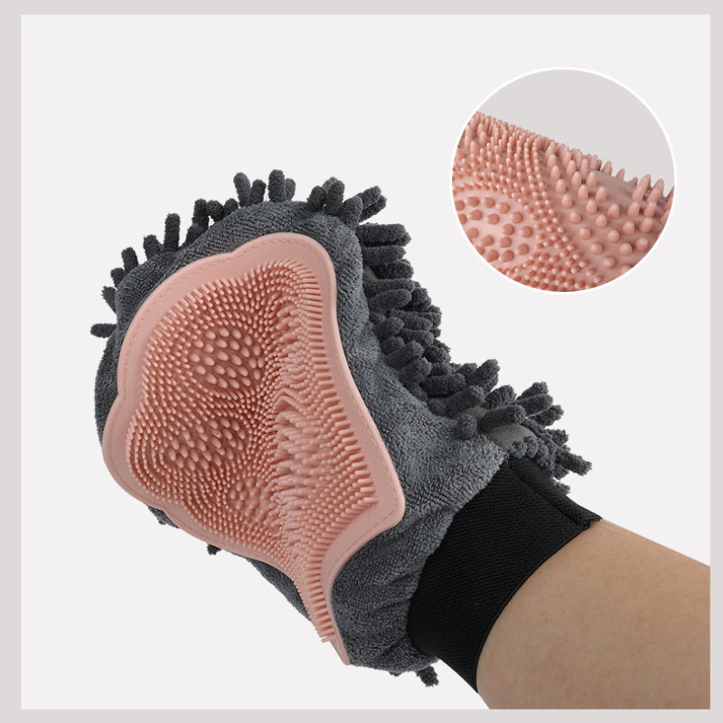 2 In 1 Pet Grooming Bath Glove Cleaning Massage Tool