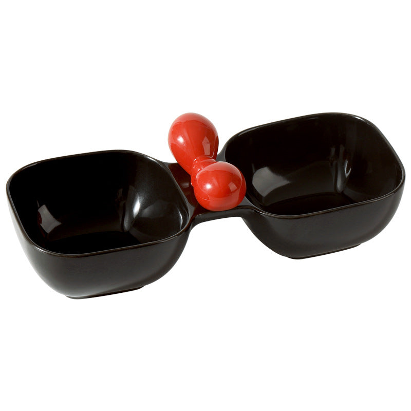Pet Ceramic Feeding Bowl Dual Bowl Set