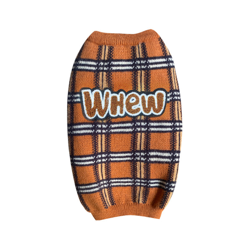Pet Vintage Plaid Knitted Warm Sweater