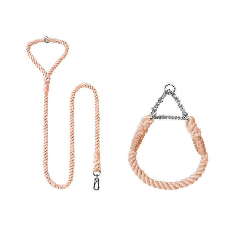 Woven Cotton Pet Leash Collar Set Walking Lead