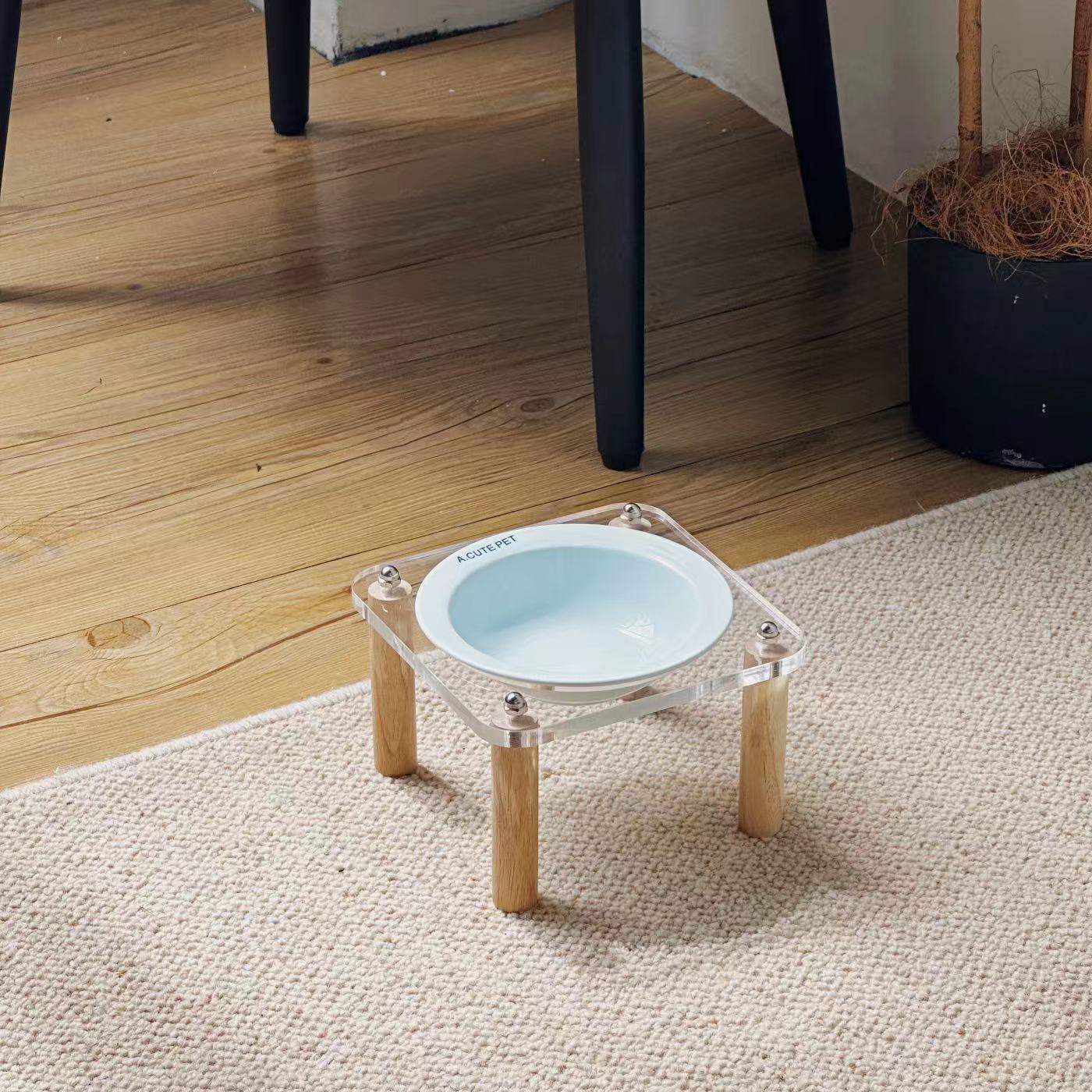 Pet Anti Tumble High Leg Ceramic Double Feeding Bowl Stand
