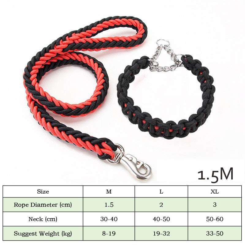 Heavy Duty Nylon Braided Pet Training Leash Collar Set