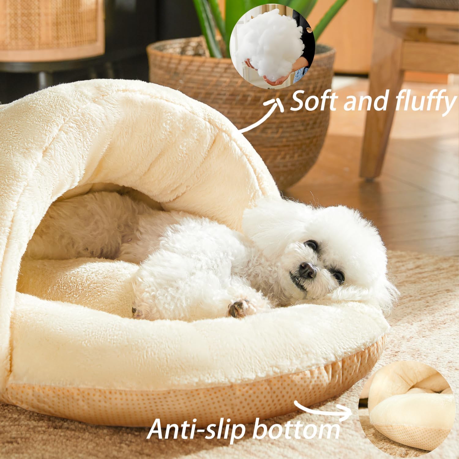 Pet Ultra Soft Plush Slipper Style Cave Bed