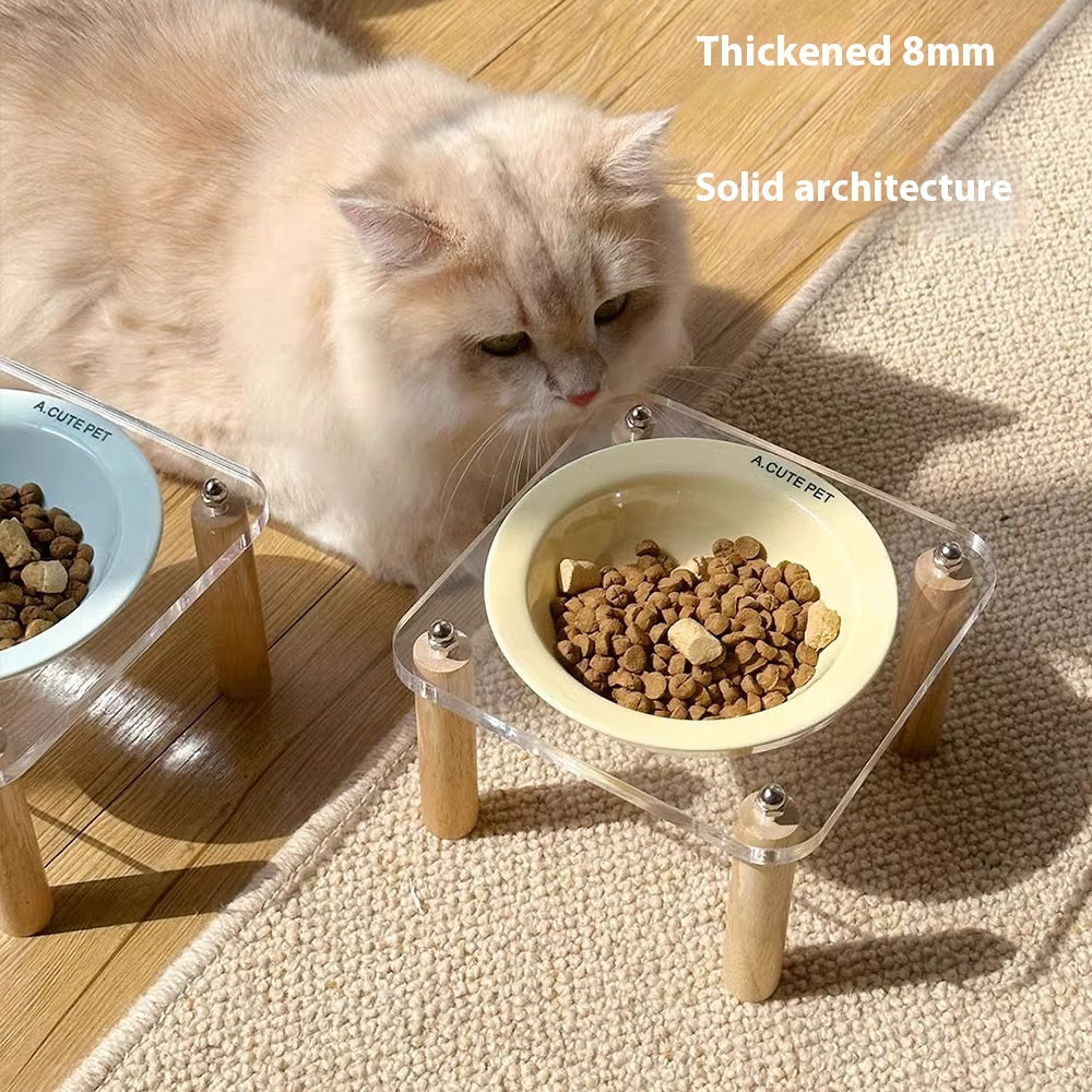 Pet Anti Tumble High Leg Ceramic Double Feeding Bowl Stand