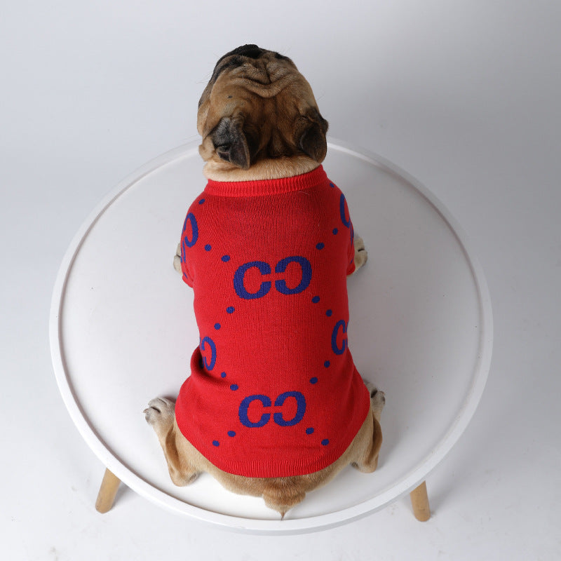 Thick Warm Red Autumn Winter Pet Sweater Apparel