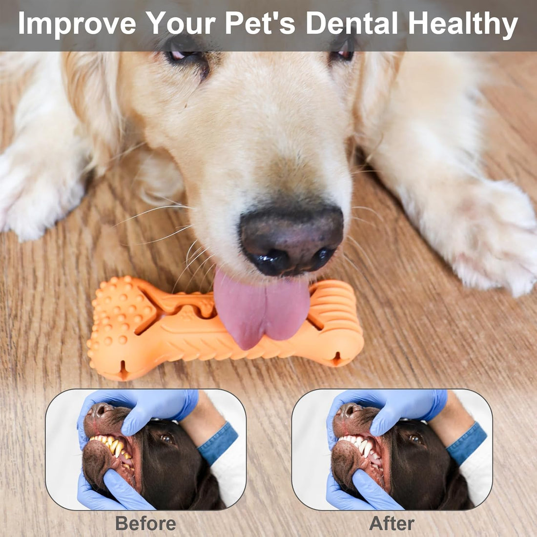 Pet Durable Bone Shape Chew Toy Natural Rubber Dental Cleaning Toy