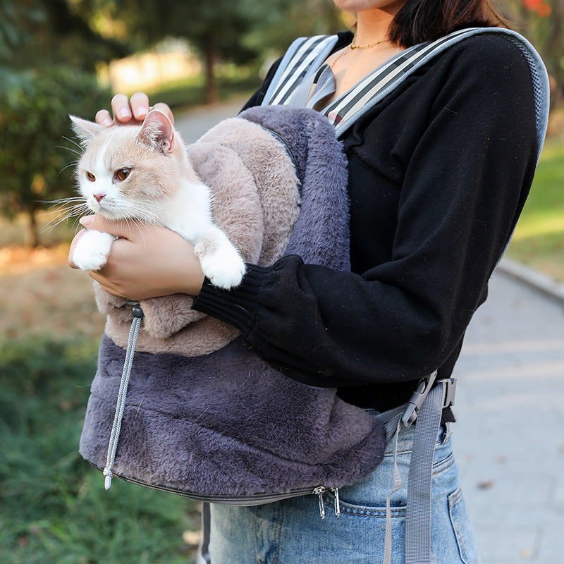 Pet Plush Portable Chest Backpack Fashion Carrier Bag