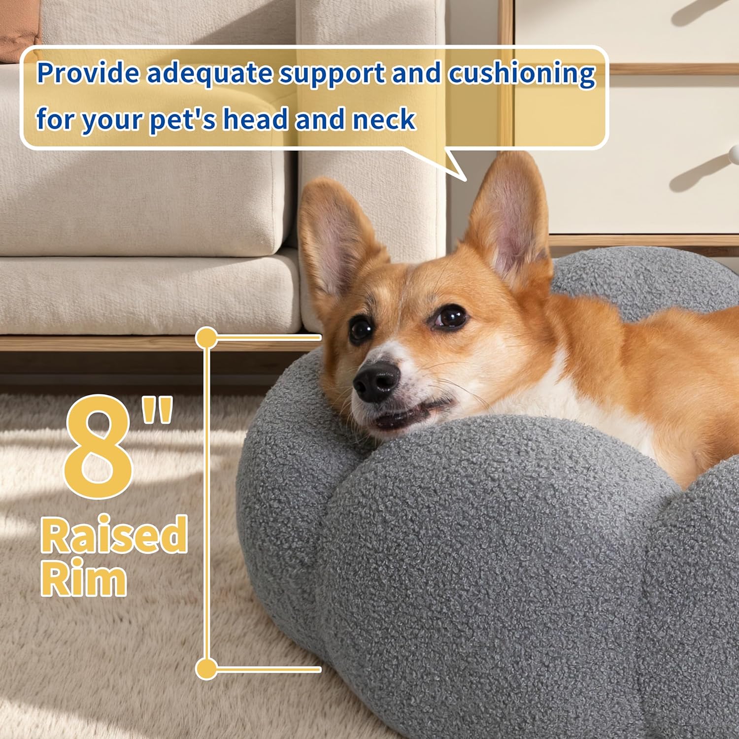 Pet Calming Fluffy Plush Round Donut Bed