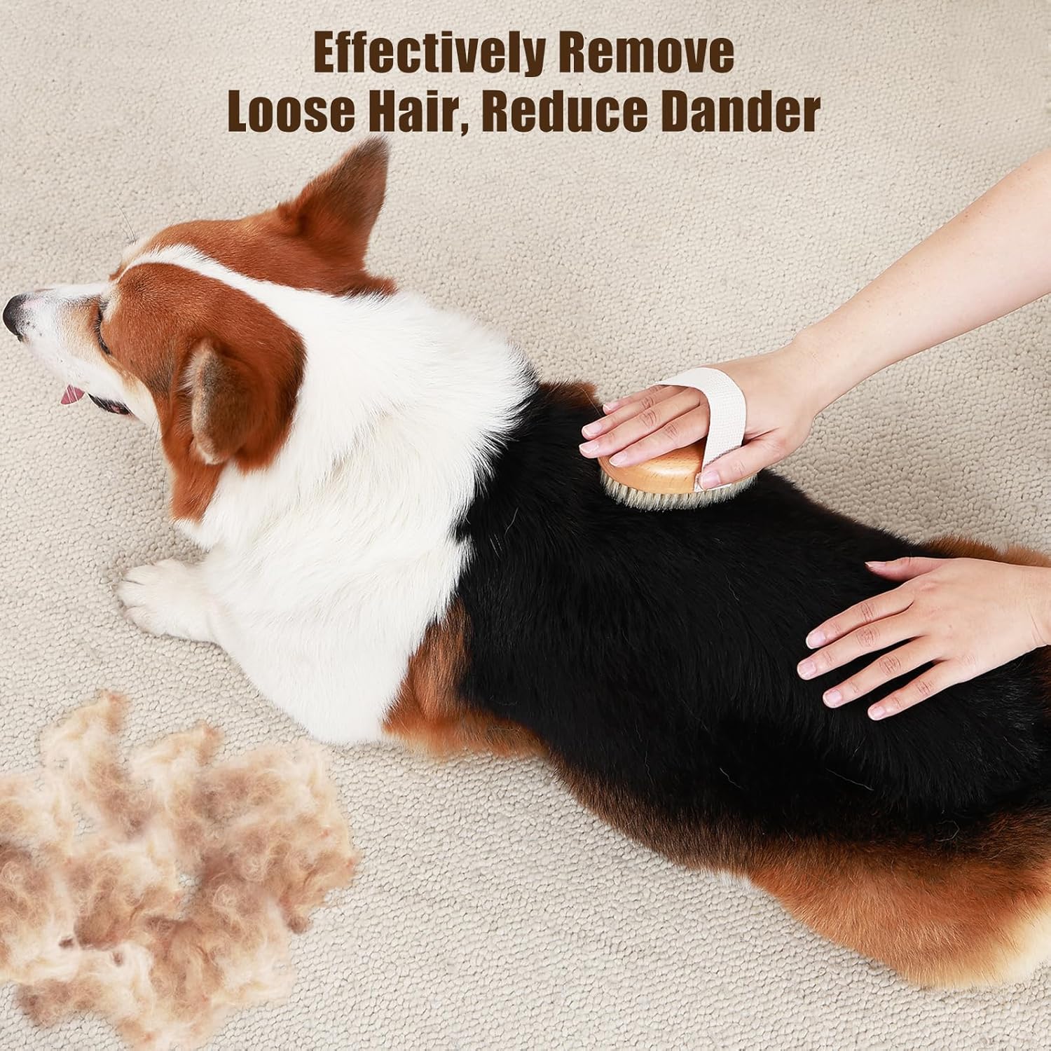 Pet Soft Boar Bristle Palm Grooming Brush Shedding Control