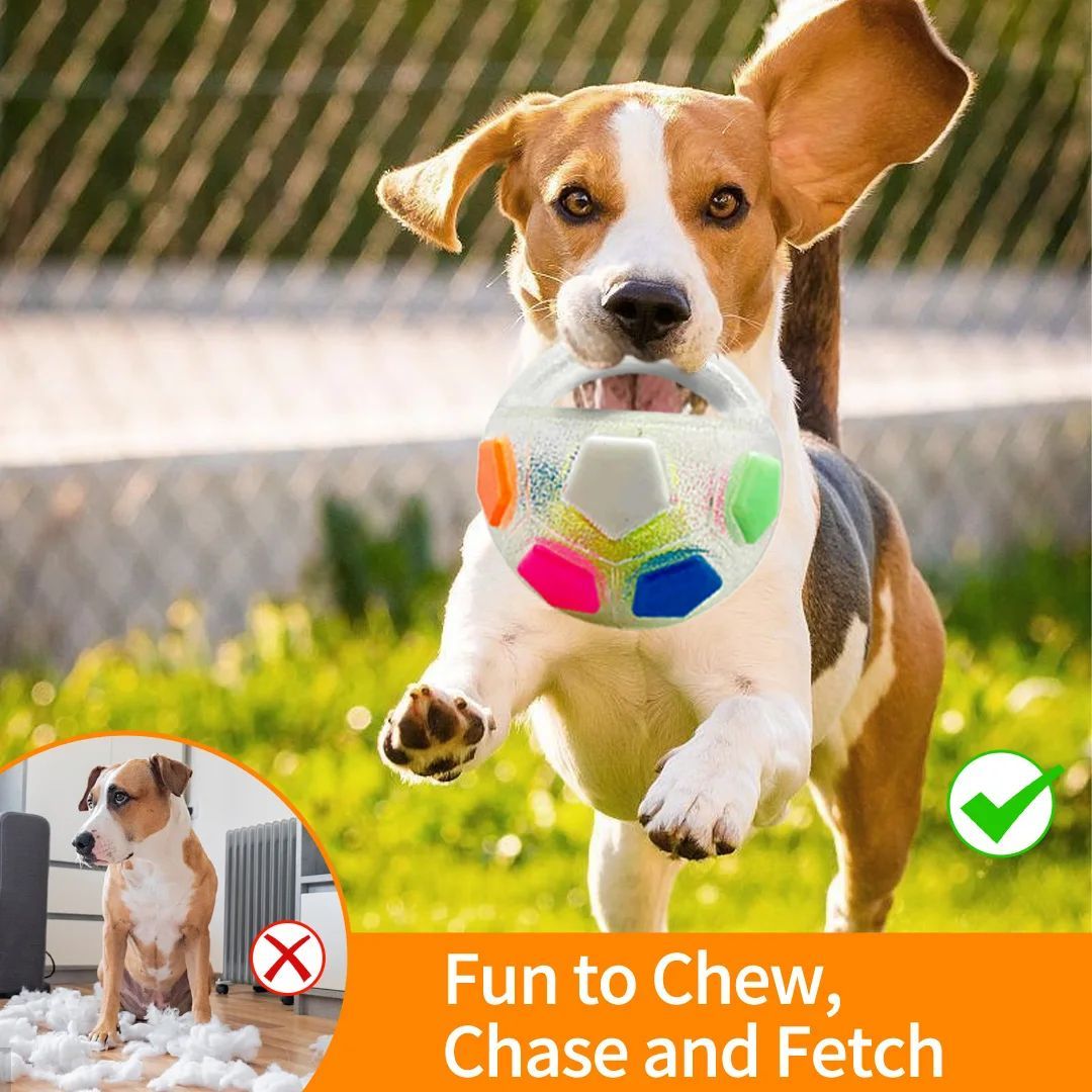 Pet Football Tennis Ball Shaped Chew Toy Durable Squeaky Training Toy