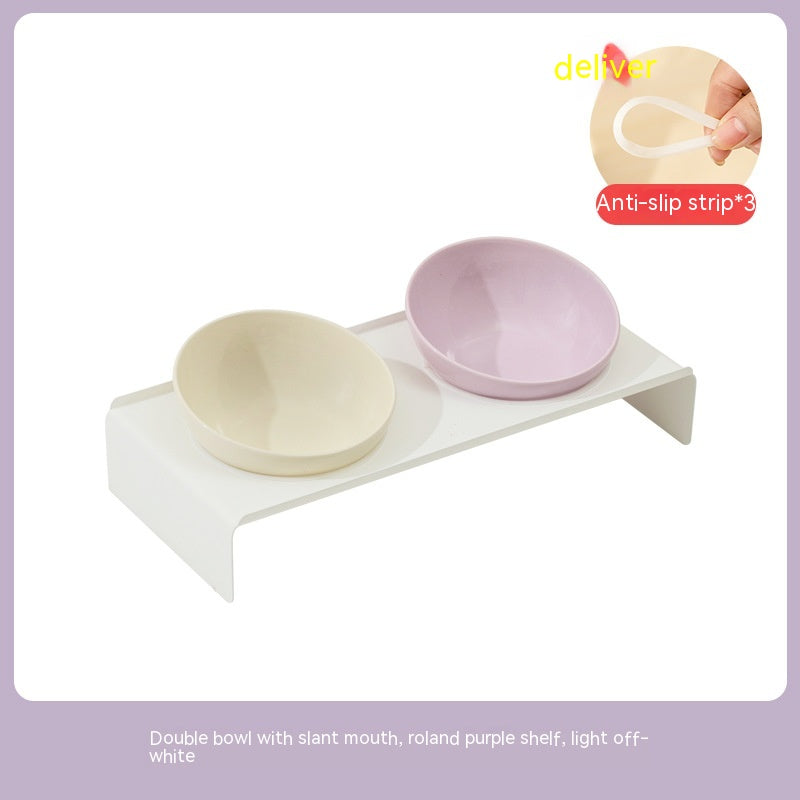 Pet Ceramic Beveled Feeding Bowl Cat Dish
