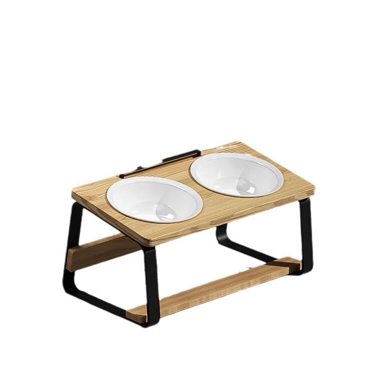 Ceramic Pet Double Bowl Feeding Water Holder Anti Neck Strain